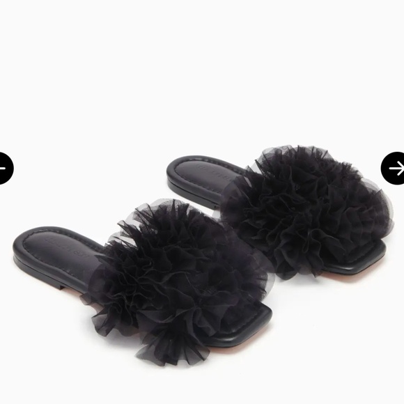 ULLA JOHNSON BNIB Helia Slide Ruffle Tulle Slides in Black Size 37 - Picture 1 of 4